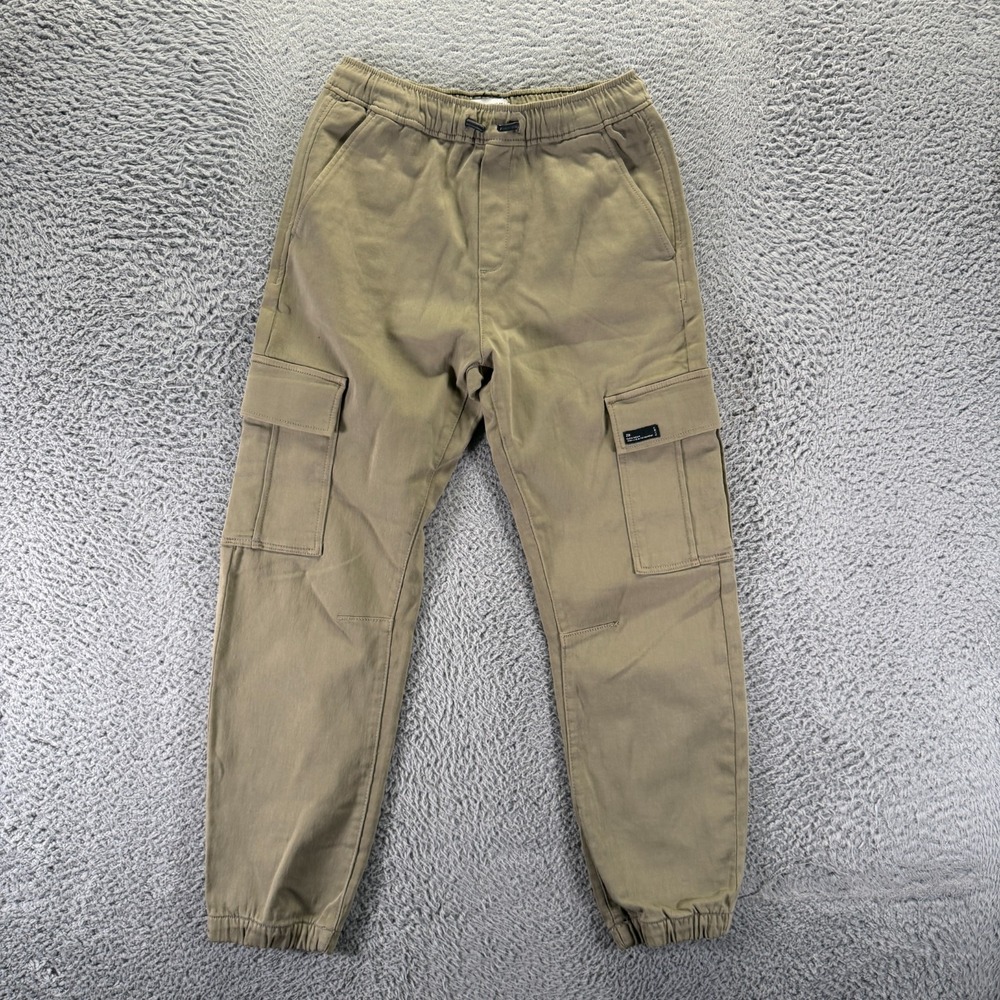 Zara Pant Boys 14 Green Cotton Cargo Jogger Tapered Streetwear Travel Stretch